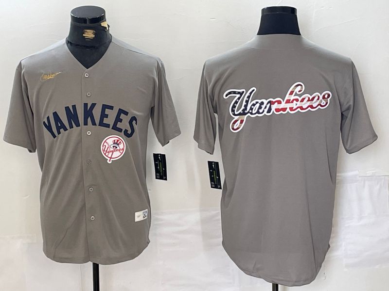 Men New York Yankees Blank Grey Throwback Nike Game 2024 MLB Jersey style 10